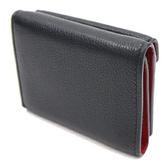 PRADA Tri-fold Wallet 1MH021 Black Red Leather Compact Women's - Picture 2 of 10